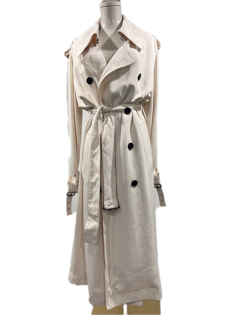 Acne Sleeveless Trench Coat in Ivory with Black Buttons